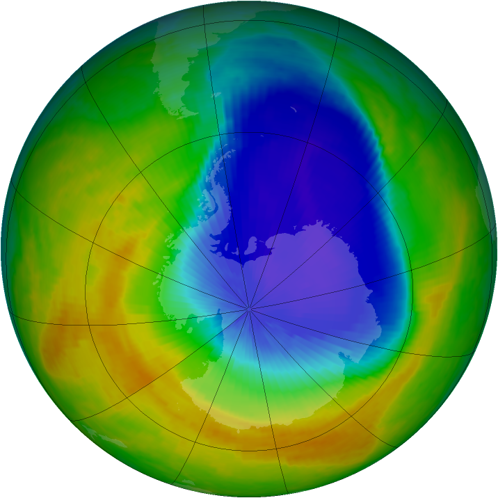 Antarctic ozone map for 24 October 2000